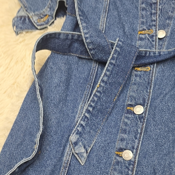 Zara Zw Blue Denim Belted Dress - Picture 9 of 9